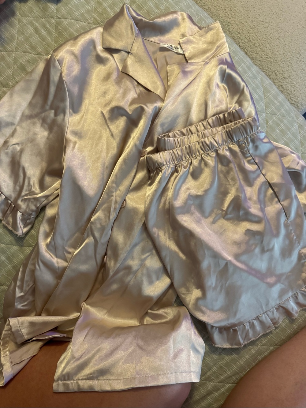 Satin Pajama Set - Iridescent Champagne